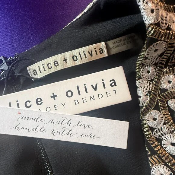 NEW📌Alice+Olivia Stunning Metallic Accented Jacquard Fabric Mini Cocktail Dress - Picture 13 of 15